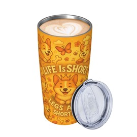 Corgi Nutrition Facts 20oz Skinny Tumbler With Straw Lid, Vacuum Insulated Stainless Steel Travel Cup, Cute Dog Lover Gift, Car Cup Holder Friendly