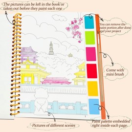 Kawaqiwa Paint with Water Books for Toddlers, Watercolor Painting Paper for Kids Ages 4-6-8-12, Art Craft Gift for Drawing with Brush Travel Activities (Round-The-World Tour)