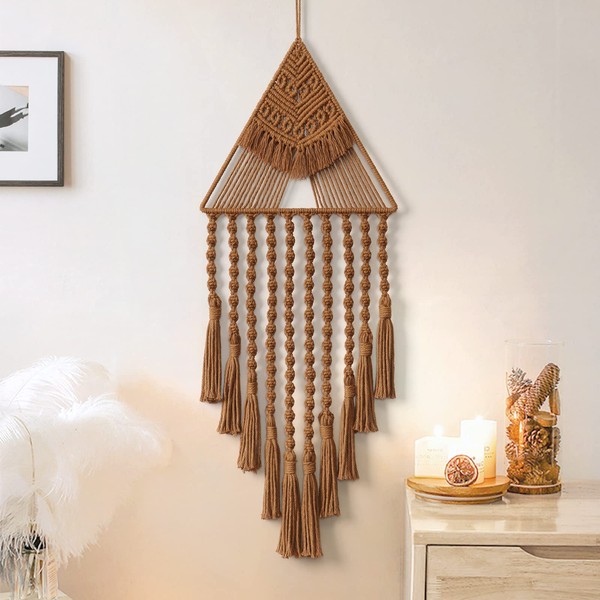 LOMOHOO Macrame Woven Wall Hanging Dream Catcher Triangle Tassel Geometric