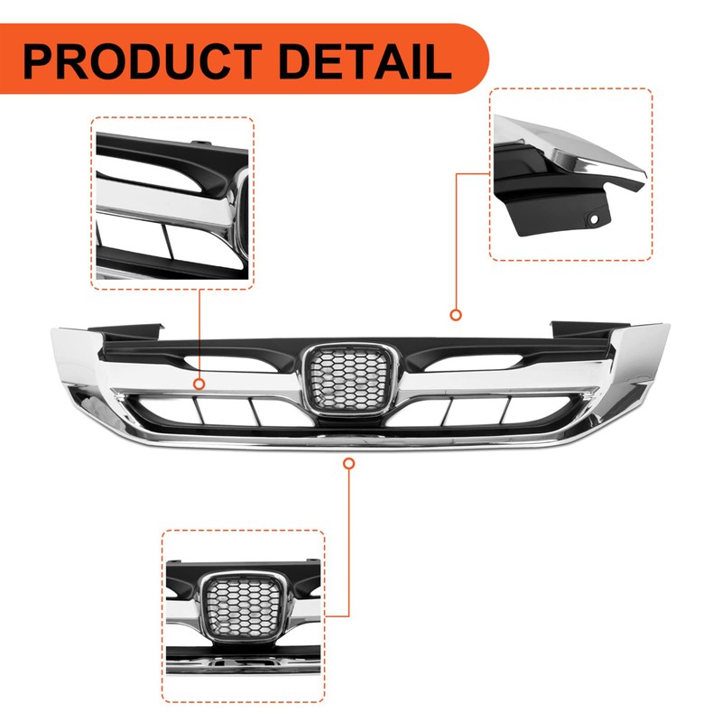 ECOTRIC Front Bumper Grille Compatible With 2013 2014 2015 Honda