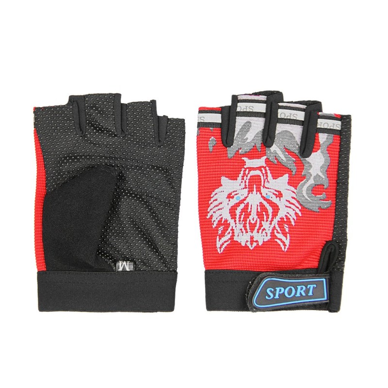 Kids Fingerless Cycling Gloves Mittens Breathable Non-Slip Shock-Absorbing Kids Riding