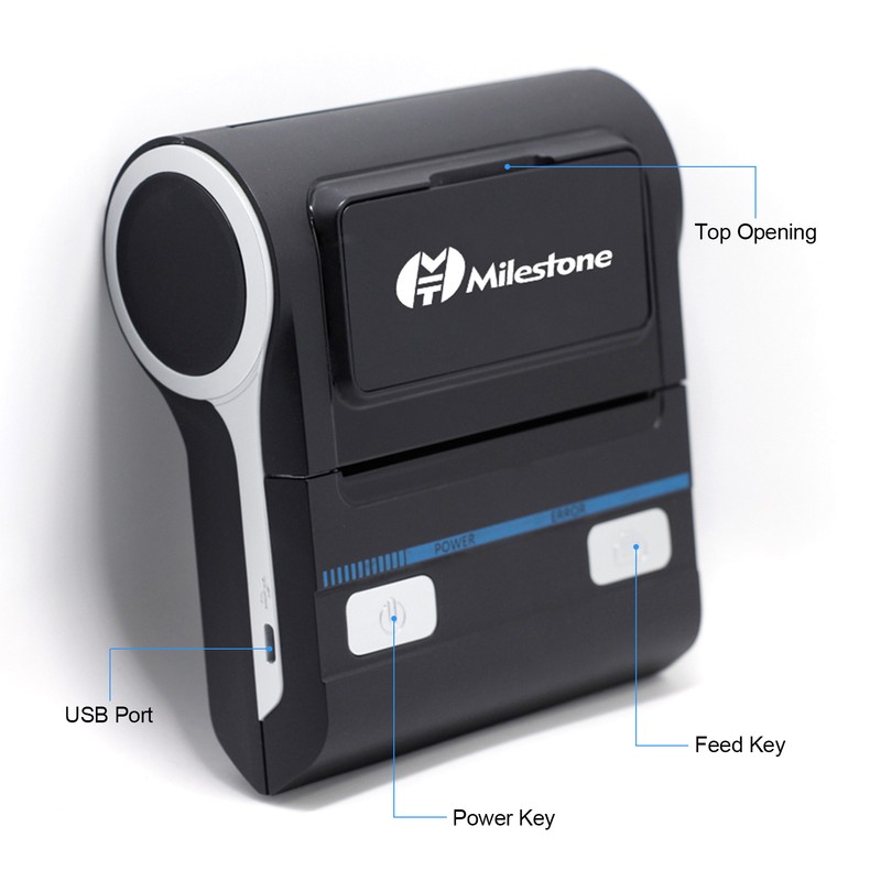 Milestone Portable 80mm Receipt Printer Wireless BT Thermal Receipt Printer