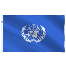rhungift United Nations Flag 3x5 Ft Large, Both Sides 100D Polyester for Moderate-Outdoor&Indoor,Canvas Header Brass Grommets for Easy Display, 3' x 5' UN International Flags