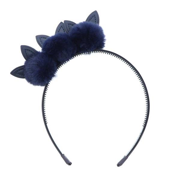Adorable Fluffy Pom Pom With Cat Ears Headband For Girls-Navy