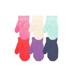 Baby Knit Mittens Girls Boys Winter Warm Stretchy Mittens Kids Little Hands Toddler Mittens Children Gloves (2 Pairs (White))