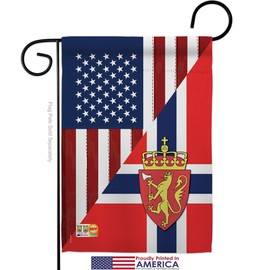 US Norway Friendship Garden Flag Set Wood Dowel Regional USA American Alliance World Country Particular Area Small Decorative Gift Yard House Banner Made In 13 X 18.5
