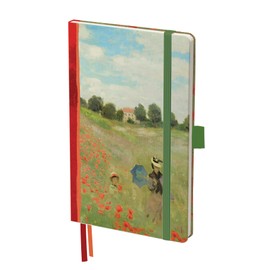 RainCaper Vegan Leather Journal Notebook, 160 Dot-Grid Pages, 5.7 inches x 8 inches, Journal - Monet Poppy Field