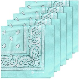 ZENO Light Green Bandana – 100% Cotton & Natural Fibers – Green Bandana Scarf w/No Polyester – Premium Quality – Soft, Durable & Machine Washable – For Men & Women – Unisex & Kids - 5 Pack
