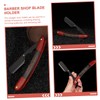 FRCOLOR Stainless Steel Barber Blade Holder Ebony Handle Traditional Shaving