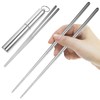 Toyvian Portable 304 Stainless Steel Folding Chopsticks Set - Reusable