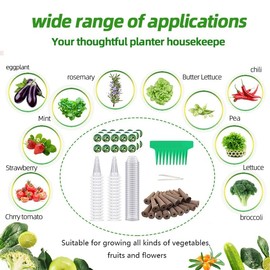 TOJOHIYI 101 Piece Hydroponic Pods Kit: Grow Anything Kit with 30 Grow Sponges,30 Pod Labels,15 Baskets,15 Domes,10 Plant Labels,1 Tweezer-Compatible with The Most Hydroponics Brands