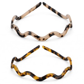 2PCS Wavy Headband Acetate Non-slip Thin Headbands with Teeth