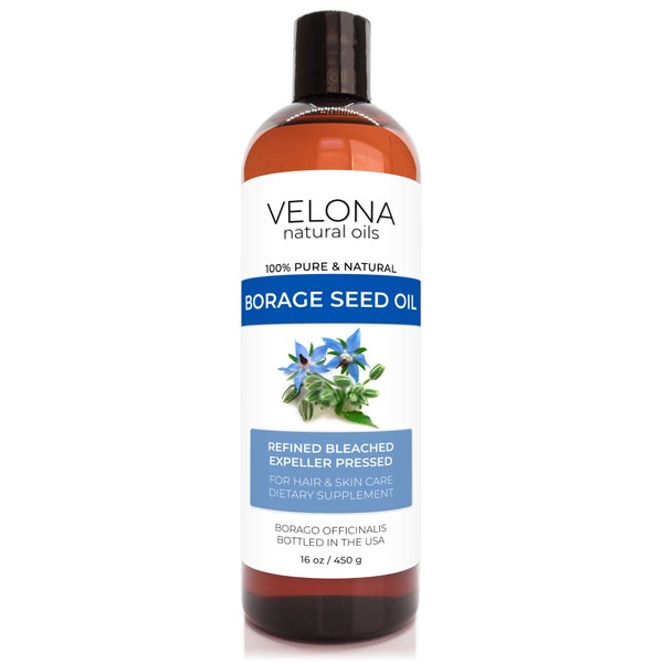velona Borage Seed Oil 16 oz | 100% Pure and Natural Carrier Oil | Refined, Expeller pressed | Skin, Face, Body, Hair Care | Use Today - Enjoy Results