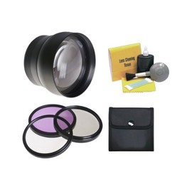 Optics Nc 58mm 2.2X Super Telephoto Lens (Stronger Alternative to Canon TC-DC58E) + 58mm 3 Piece Filter Kit, Includes Ultraviolet, Polarizer & Fluorescent + Nwv Direct 5 Piece Cleaning Kit