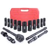 SEKETMAN 17PCS 1/2-Inch Drive Deep Impact Socket Set,SAE(3/8-1"),6 Point,CR-V steel,Includes