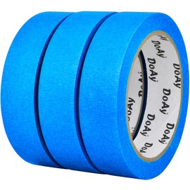DOAY 3 Pack Blue Painters Tape - Masking Tape 1 Inch Wide - Multi-Surface, Smart Adhesion, Indoor & Outdoor - 300FT Total - Paint Tape for DIY, Labeling, Art, Car, General Purpose (#3910)