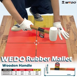 WEDO White Rubber Mallet, Rubber Hammer with Wooden Handle, 16 oz Anti-Slip Wooden Handle Double Face White Rubber Head Mallet, Length 315mm, Ideal for DIY, Tile Setting, Laminate Flooring Installs