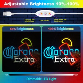 Neon Beer Signs Coro EX Bar Neon Signs for Wall Decor Dimmable Led Neon Lights Sign for Man Cave Home Bar Dorm Bedroom Club Pub Party Gift Art Wall Decorative