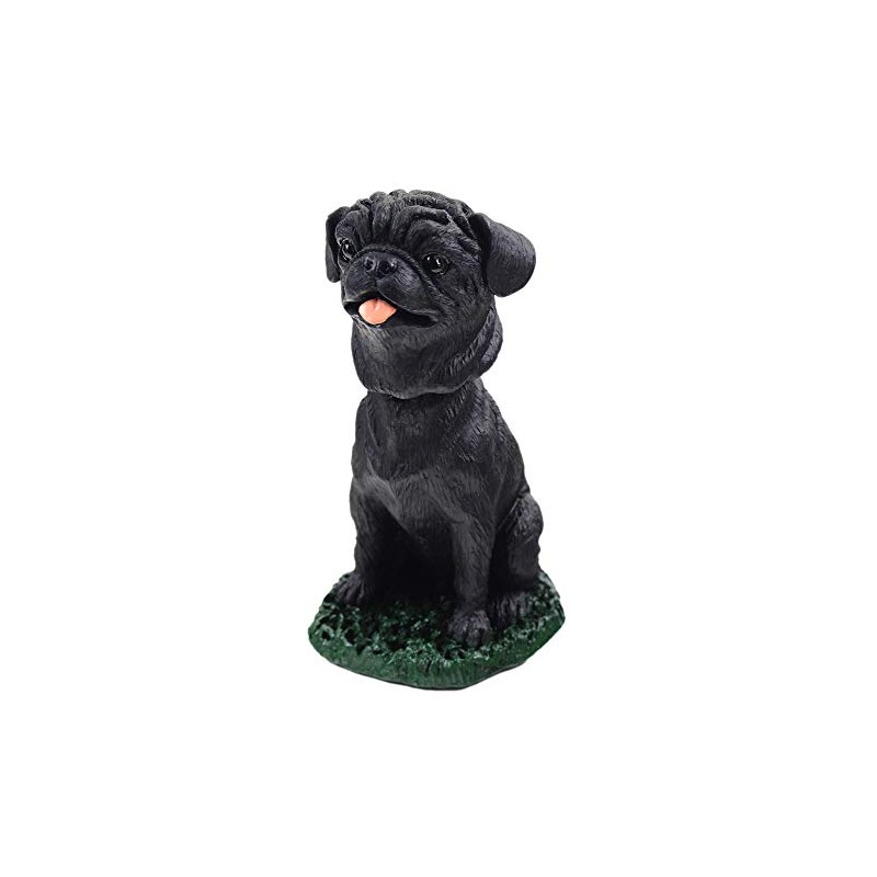 Animal Den Pug Black Dog Bobblehead Figure for Car Dash