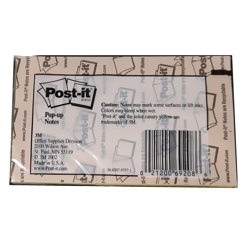 Post-It R350yw Original Canary Yellow Pop-Up Refill, 3 X 5,