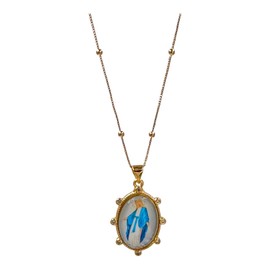 LESLIE BOULES 18K Gold-Plated Miraculous Pendant Necklace - 18 Inches, Symbol of Protection, Hope, and Faith, Medium, Gold Plated, No Gemstone