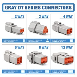 IWISS DEUTSCH DT Connector Kit in 2,3,4,6,8,12 Pin Configurations, Size 16 Stamped Formed Contacts(AWG 14), Wedgelock & Pin Extraction Tools, Ideal for Automotive Aftermarket Service, 519PCS