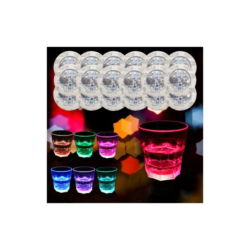 LED Coasters 18-Pack, 7 Colour Settings, Light Up Coasters for