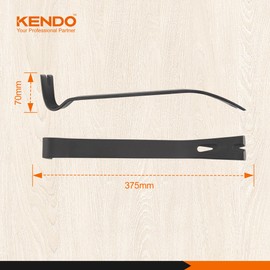 KENDO Nail Bar - Length: 375 mm - Flat Polished Claws (Width 35 mm) and 3 x Nail Slots - Forged Carbon Steel Crowbar - For Renovation and Demolition Work