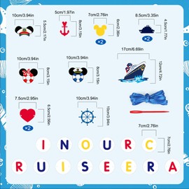 WooEver 26 Pcs Cruise Door Magnets Mouse Carnival Cruise Ship Cabin Magnet Decorations – Waterproof Cruise Magnetic Decals for Refrigerator, Car Door & Holiday Party Supplies