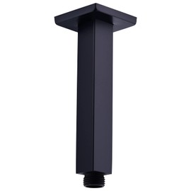 6 Inch Square Ceiling Mount Shower Arm with Flange, Stainless Steel Matte Black Replacement Rain Shower Head Extension Arm