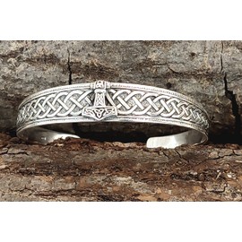 Kiss of Leather Thor's Hammer Bracelet 925 Sterling Silver No. 2, Silver
