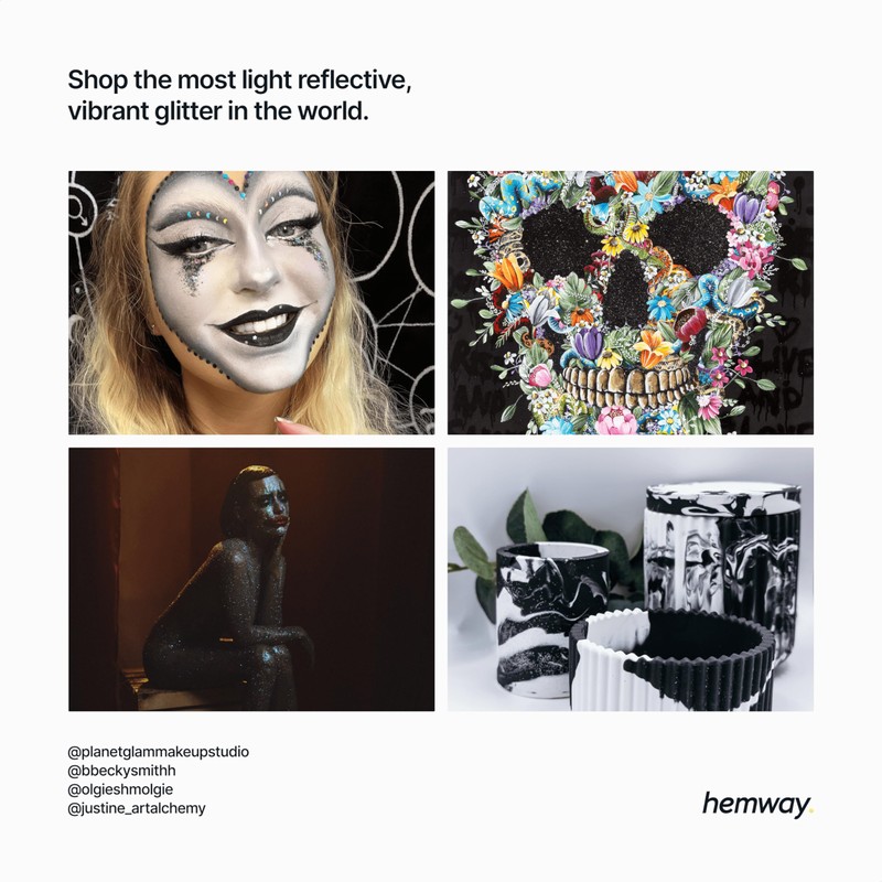 Hemway Premium Ultra Sparkle Glitter Multi Purpose Metallic Flake for