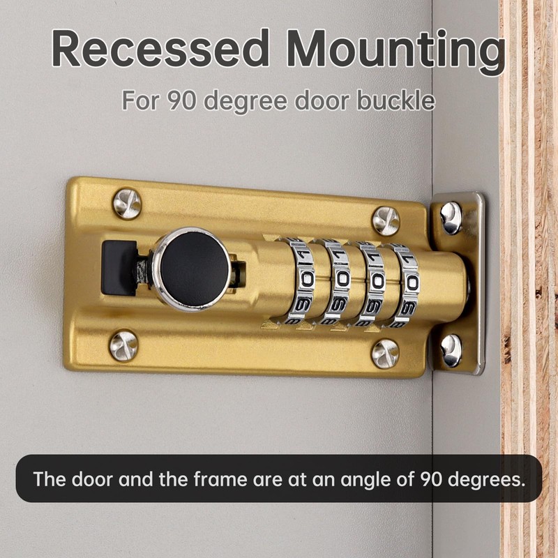 HOJLKLD Combination Locking Bolt, 4 Digit Combination Door Security Slide