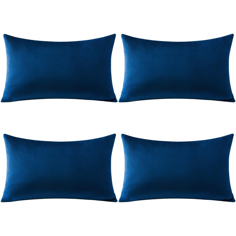Set of 4 Decorative Throw Pillow Covers Soft Velvet Solid