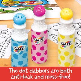 Galt Dot & Dab Craft Kit for Kids - Mess-Free Dot Art Set - 7 Anti-Leak Paint Dabbers, Canvas, Postcards & Activities – Childrens Creative Activity Stamp Set & Pattern Making - Girls & Boys Age 4 +