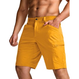 CQR Men's Quick Dry Stretch Hiking Cargo Shorts, Lightweight Water Resistant Tactical Casual, Golf & Outdoor with Pockets, Rocky Amber, 30W x 10L