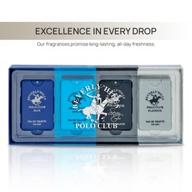 Beverly Hills Polo Club MENS 4PC 20ML POCKET SPRAY - BLUE - CONTAINS ACTIVE/SEXY/PLATINUM/BLUE