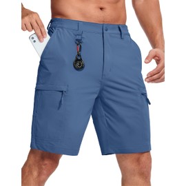 MAGCOMSEN Men's Summer Walking Shorts Stretch Mountain Cycling Shorts Water Resistant Shorts Blue Grey