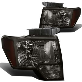 Auto Dynasty Smoked Housing Amber Corner Headlight Head Lamps+Tool Kit Compatible with Ford F-150 09-14