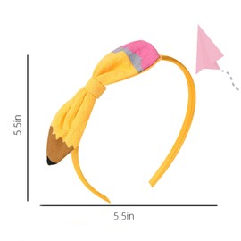 Back to School Headbands Cute Headband for Girls Pencil Hair Bands for Women Yellow Hair Band for School Outfit Strong Hold Hair Accessories for Hair Styling First Day of School Teacher Supplies 1PCS
