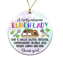 MEDROC Lunch Lady Christmas Ornament - 2024 Ceramic 3", Cafeteria Worker Appreciation Gifts for Women Men, Thank You Gift for School Lunch Ladies Holiday Fall Home Décor