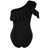 Hilor Women's One Piece Swimsuits One Shoulder Swimwear Asymmetric Ruffles