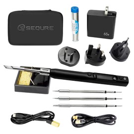 SEQURE S99 Portable Soldering Iron Kit 150W Electric Soldering Iron with 4 Solder Tips 4 PD 65W Fast Travel Adapter OLED Digital DC/PD/QC/PPS Input Power Mini Welding Tool For Drones Laptops Phones