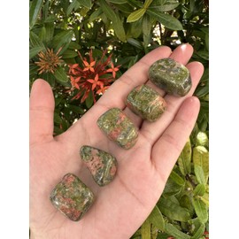 GAF TREASURES 5 Pcs Unakite Tumbled Stones, Polished Natural Unakite Gemstone, Unakite Healing Crystals (Unakite)