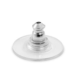 JewelrySupply Ear Back with 8mm Plastic Disc Surgical Stainless Steel (10-Pcs)