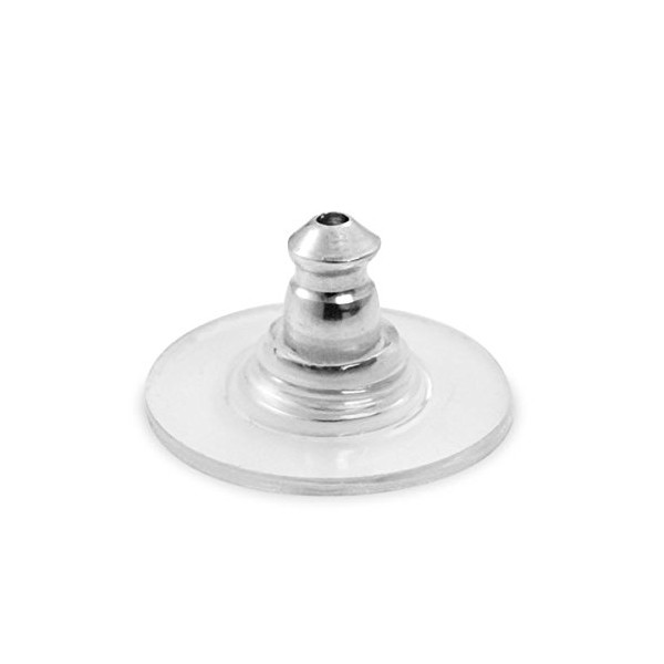 JewelrySupply Ear Back with 8mm Plastic Disc Surgical Stainless Steel