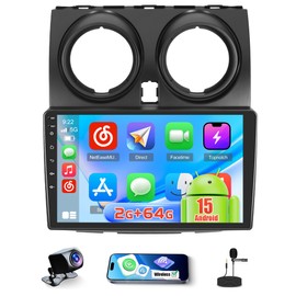 2+64GB Android 15 Car Radio for Nissan Qashqai 2006-2016 with Wireless CarPlay Android Auto, Realdio 9 Inch Touch Screen Car Stereo for Qashqai with Bluetooth EQ 26UI WiFi GPS Backup Camera