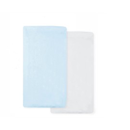 Travel Cot Fitted sheet 95x65 | Travel Cot Mattress Sheets | 4 Way Stretch Soft Bedsheet Hypoallergenic Elasticated Breathable Fitted Cot Sheets (Pack of 2, White & Blue)