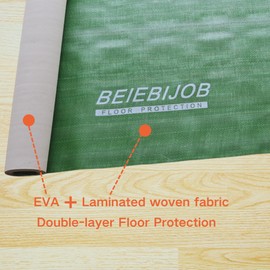 BEIEBIJOB 39"x100' Heavy-Duty Floor Protection Film & Wrap,Temporary Protective Floor Covering for Construction, Renovation, Painting,Green Surface Guard for Hardwood,Tile,Concrete(H-300G 39" x 100')