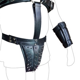 Real Black LEATHER ROMAN GLADIATOR SET MENS UNIFORM LARP GOTH STEAMPUNK - (WAR1) Waist 40" Chest 46"